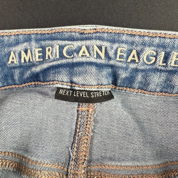 American Eagle Jeans Women's 32x27* Super High Rise Flare Blue Denim Tag 14 S - Picture 5 of 16